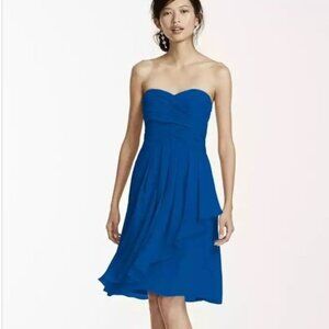 Strapless Cobalt Blue Cocktail Dress By Davids Bridal Size 2